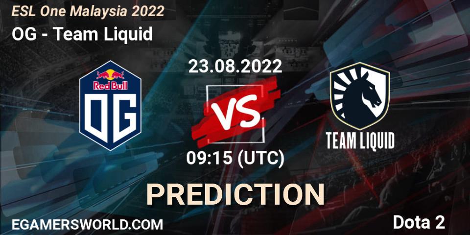 Pronósticos OG - Team Liquid. 23.08.2022 at 09:15. ESL One Malaysia 2022 - Dota 2