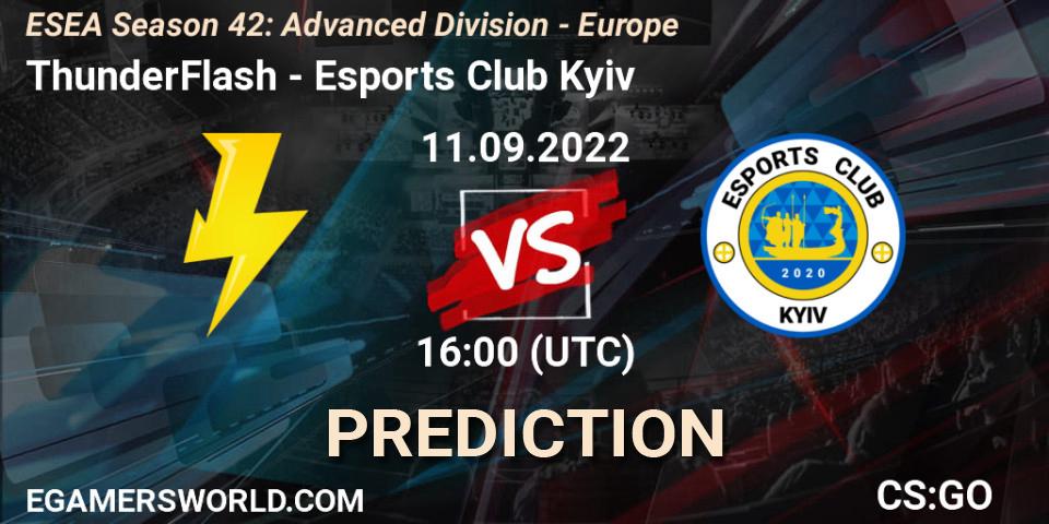 Pronósticos ThunderFlash - Esports Club Kyiv. 11.09.22. ESEA Season 42: Advanced Division - Europe - CS2 (CS:GO)