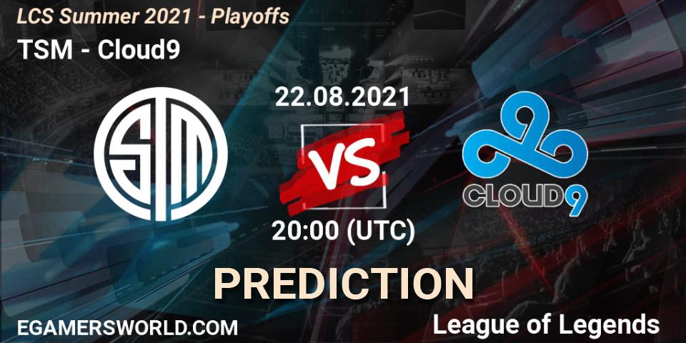 Pronósticos TSM - Cloud9. 22.08.2021 at 20:00. LCS Summer 2021 - Playoffs - LoL