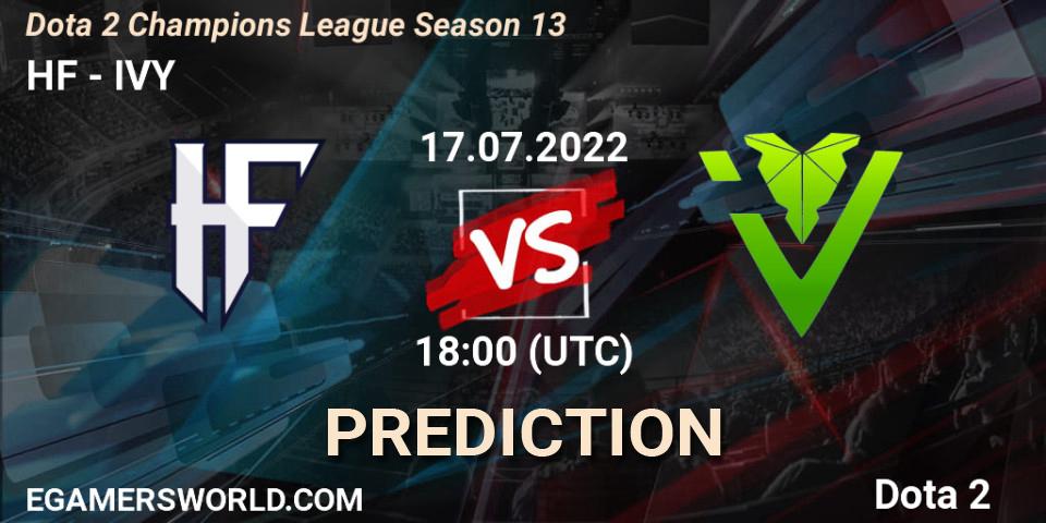 Pronósticos HF - IVY. 17.07.2022 at 18:02. Dota 2 Champions League Season 13 - Dota 2