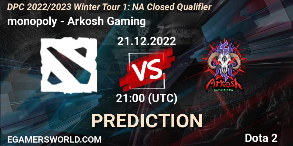 Pronósticos monopoly - Arkosh Gaming. 21.12.22. DPC 2022/2023 Winter Tour 1: NA Closed Qualifier - Dota 2