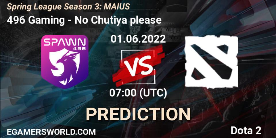Pronósticos 496 Gaming - No Chutiya please. 01.06.2022 at 06:22. Spring League Season 3: MAIUS - Dota 2