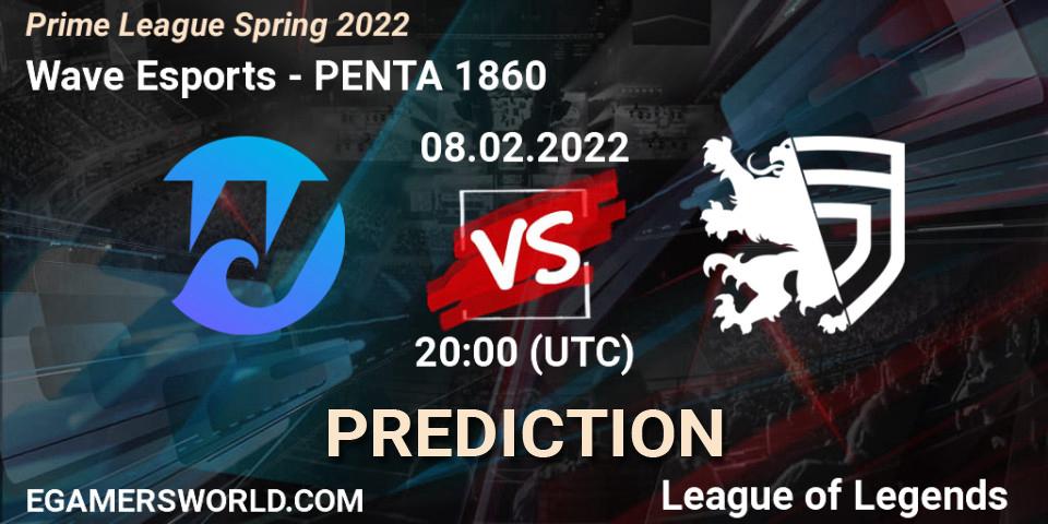 Pronósticos Wave Esports - PENTA 1860. 08.02.2022 at 21:00. Prime League Spring 2022 - LoL