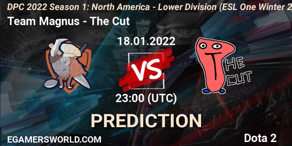 Pronósticos Team Magnus - The Cut. 18.01.2022 at 22:55. DPC 2022 Season 1: North America - Lower Division (ESL One Winter 2021) - Dota 2