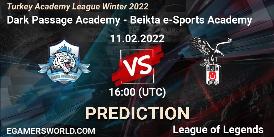 Pronósticos Dark Passage Academy - Beşiktaş e-Sports Academy. 11.02.2022 at 16:00. Turkey Academy League Winter 2022 - LoL