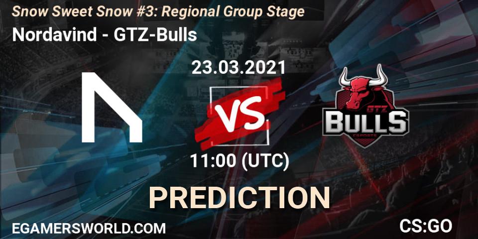 Pronósticos Nordavind - GTZ-Bulls. 23.03.2021 at 11:00. Snow Sweet Snow #3: Regional Group Stage - Counter-Strike (CS2)