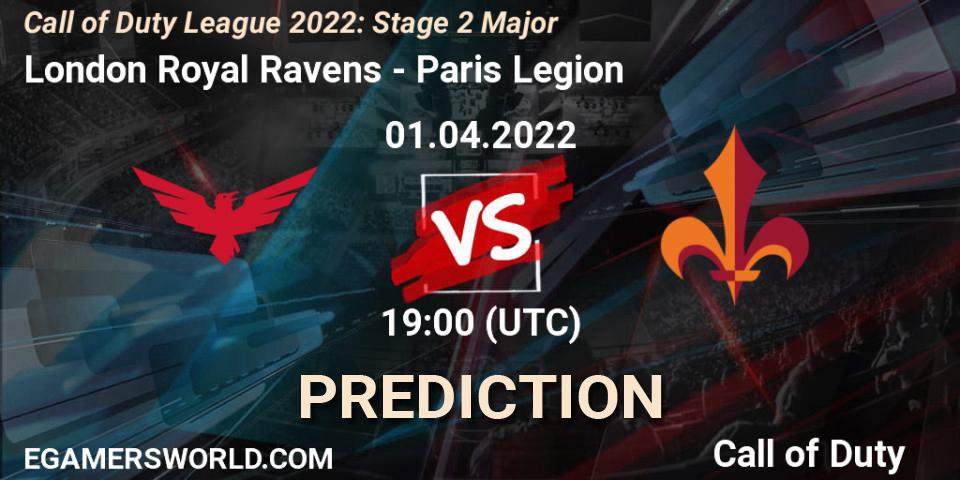 Pronósticos London Royal Ravens - Paris Legion. 01.04.22. Call of Duty League 2022: Stage 2 Major - Call of Duty