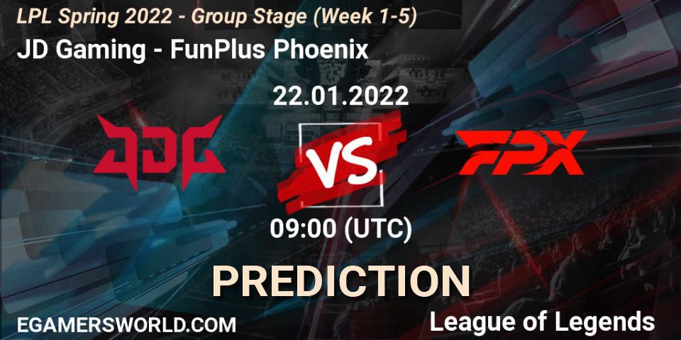 Pronósticos JD Gaming - FunPlus Phoenix. 22.01.22. LPL Spring 2022 - Group Stage (Week 1-5) - LoL