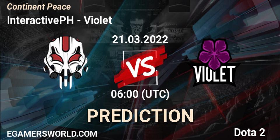 Pronósticos InteractivePH - Violet. 21.03.2022 at 06:19. Continent Peace - Dota 2