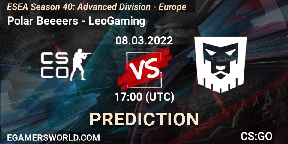Pronósticos Polar Beeeers - LeoGaming. 08.03.2022 at 17:00. ESEA Season 40: Advanced Division - Europe - Counter-Strike (CS2)