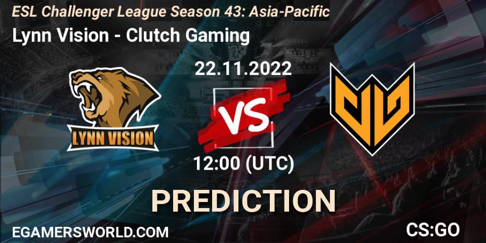 Pronósticos Lynn Vision - Clutch Gaming. 22.11.22. ESL Challenger League Season 43: Asia-Pacific - CS2 (CS:GO)