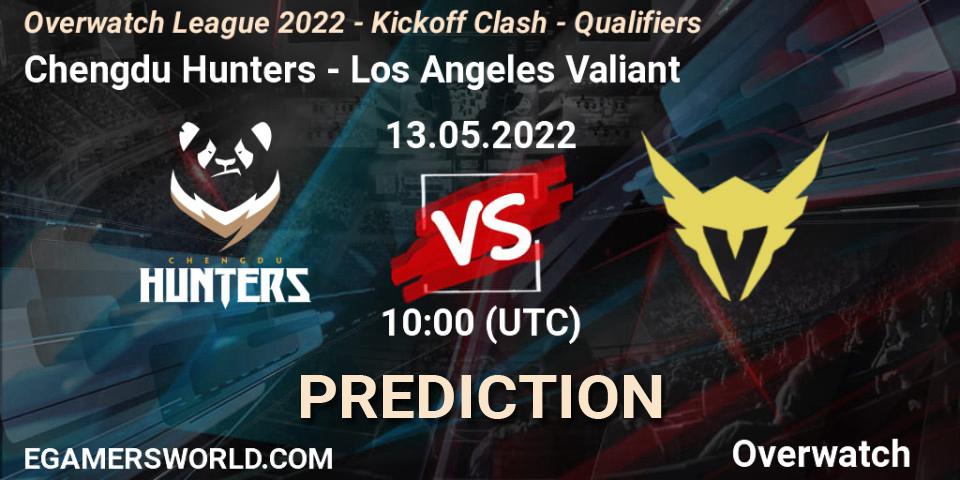 Pronósticos Chengdu Hunters - Los Angeles Valiant. 29.05.2022 at 11:45. Overwatch League 2022 - Kickoff Clash - Qualifiers - Overwatch
