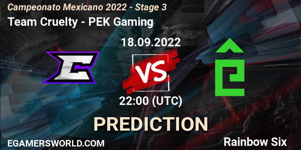Pronósticos Team Cruelty - PÊEK Gaming. 18.09.2022 at 22:00. Campeonato Mexicano 2022 - Stage 3 - Rainbow Six