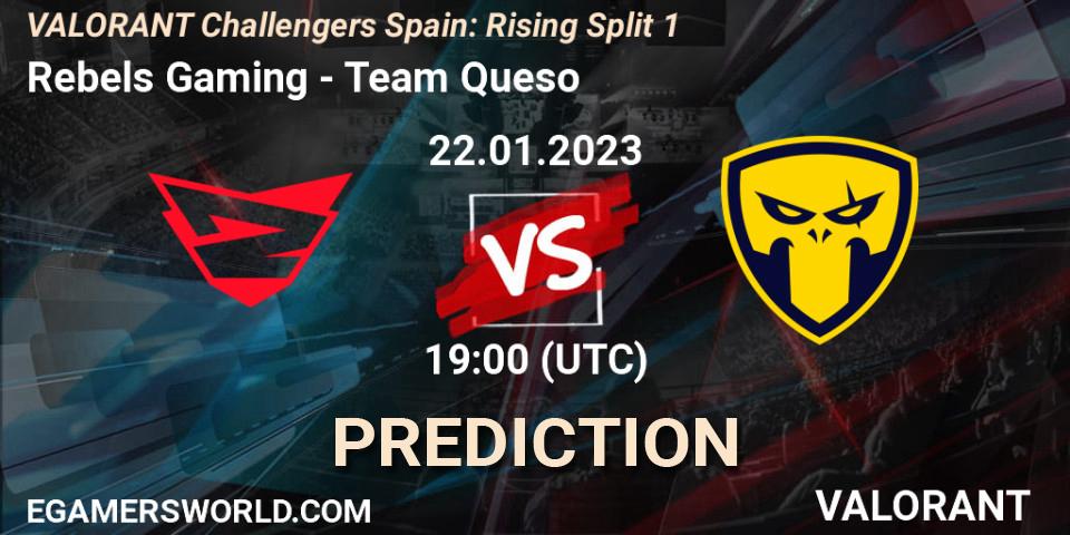 Pronósticos Rebels Gaming - Team Queso. 22.01.2023 at 19:35. VALORANT Challengers 2023 Spain: Rising Split 1 - VALORANT