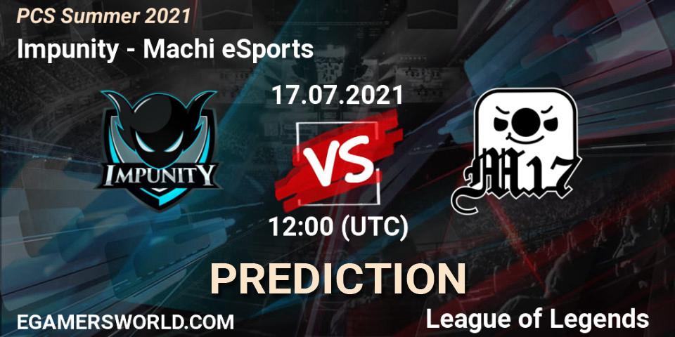 Pronósticos Impunity - Machi eSports. 17.07.2021 at 12:00. PCS Summer 2021 - LoL