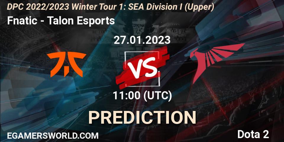Pronósticos Fnatic - Talon Esports. 27.01.23. DPC 2022/2023 Winter Tour 1: SEA Division I (Upper) - Dota 2