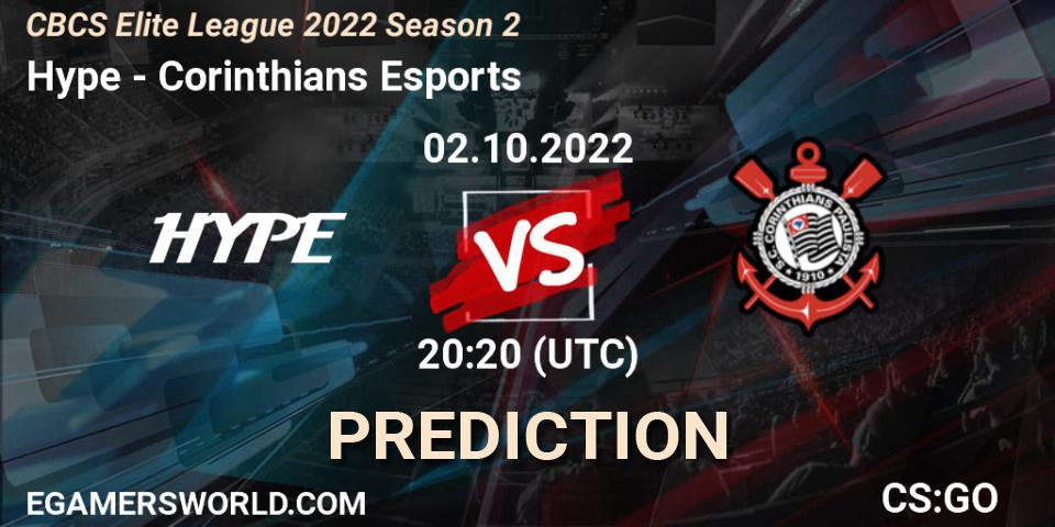 Pronósticos Hype - Corinthians Esports. 02.10.2022 at 20:20. CBCS Elite League 2022 Season 2 - Counter-Strike (CS2)