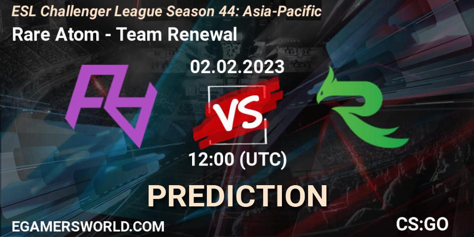 Pronósticos Rare Atom - Team Renewal. 02.02.23. ESL Challenger League Season 44: Asia-Pacific - CS2 (CS:GO)