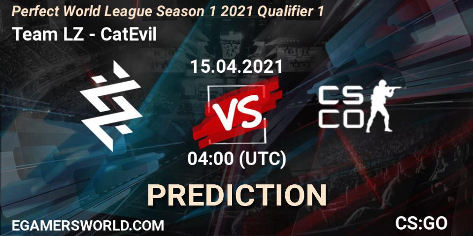 Pronósticos Team LZ - CatEvil. 15.04.2021 at 04:10. Perfect World League Season 1 2021 Qualifier 1 - Counter-Strike (CS2)