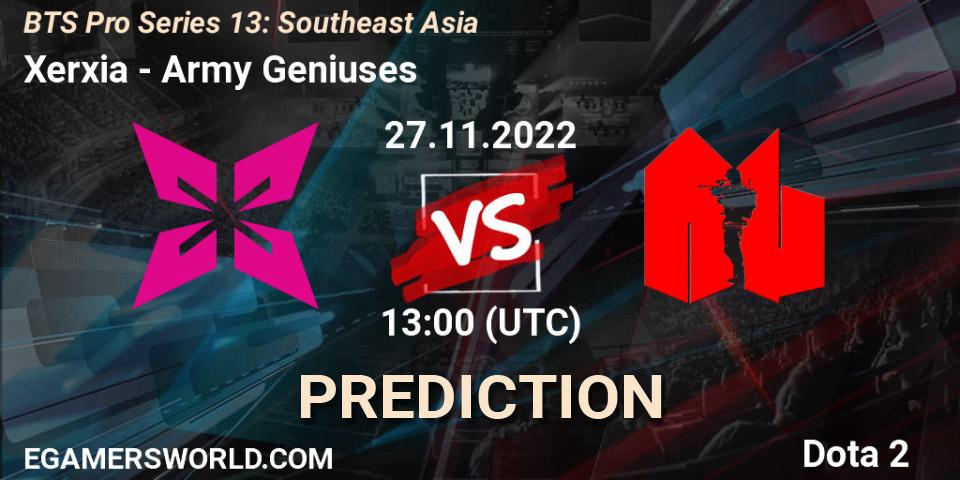 Pronósticos Xerxia - Army Geniuses. 27.11.22. BTS Pro Series 13: Southeast Asia - Dota 2