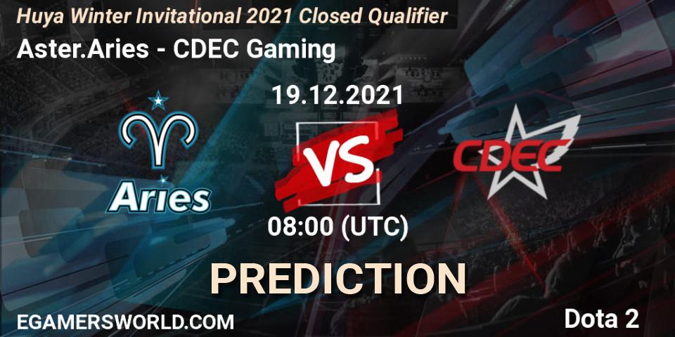 Pronósticos Aster.Aries - CDEC Gaming. 19.12.2021 at 07:00. Huya Winter Invitational 2021 Closed Qualifier - Dota 2