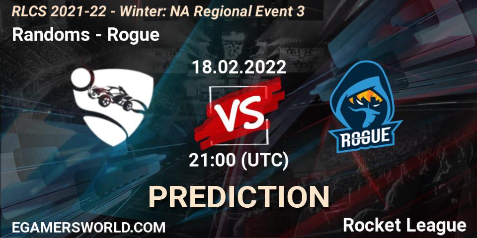 Pronósticos Randoms - Rogue. 18.02.2022 at 21:30. RLCS 2021-22 - Winter: NA Regional Event 3 - Rocket League