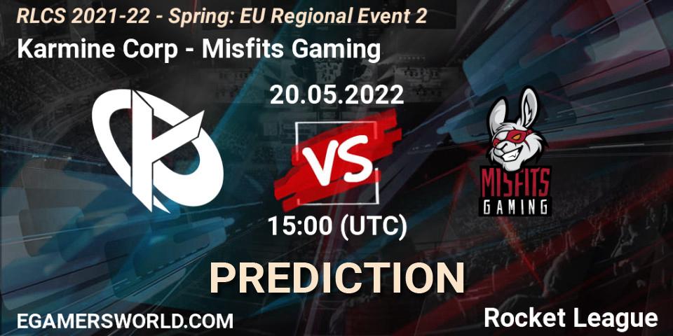 Pronósticos Karmine Corp - Misfits Gaming. 20.05.22. RLCS 2021-22 - Spring: EU Regional Event 2 - Rocket League