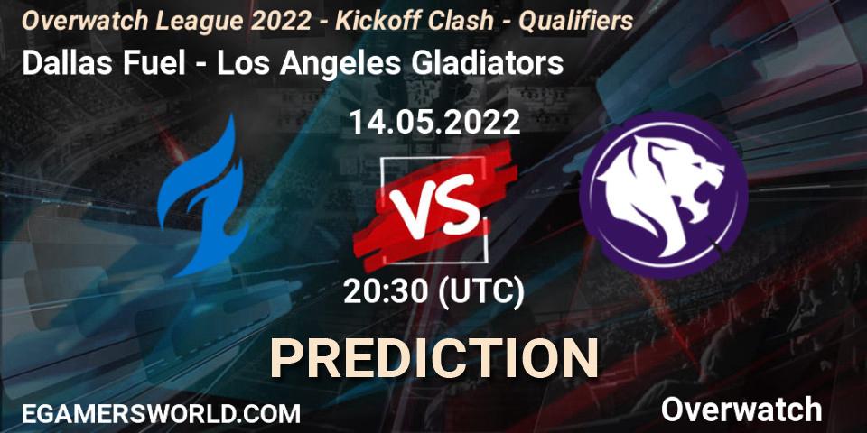 Pronósticos Dallas Fuel - Los Angeles Gladiators. 14.05.22. Overwatch League 2022 - Kickoff Clash - Qualifiers - Overwatch