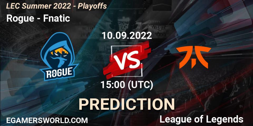 Pronósticos Rogue - Fnatic. 10.09.22. LEC Summer 2022 - Playoffs - LoL