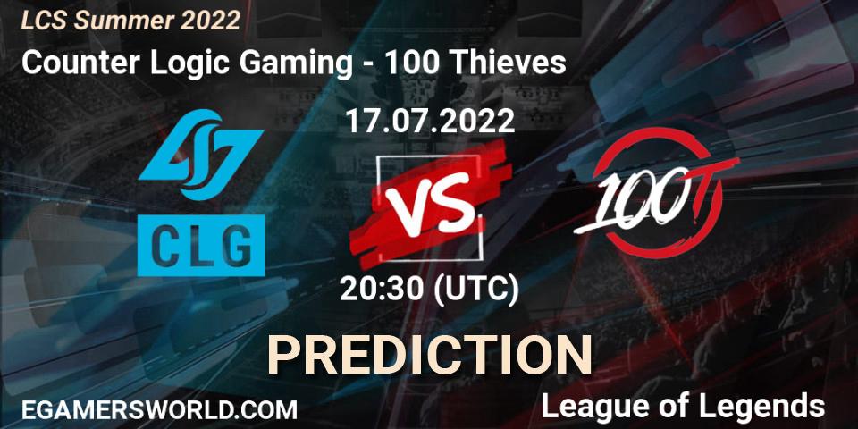 Pronósticos Counter Logic Gaming - 100 Thieves. 17.07.22. LCS Summer 2022 - LoL