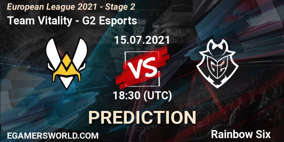 Pronósticos Team Vitality - G2 Esports. 15.07.2021 at 18:30. European League 2021 - Stage 2 - Rainbow Six