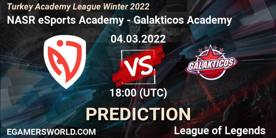 Pronósticos NASR eSports Academy - Galakticos Academy. 04.03.22. Turkey Academy League Winter 2022 - LoL
