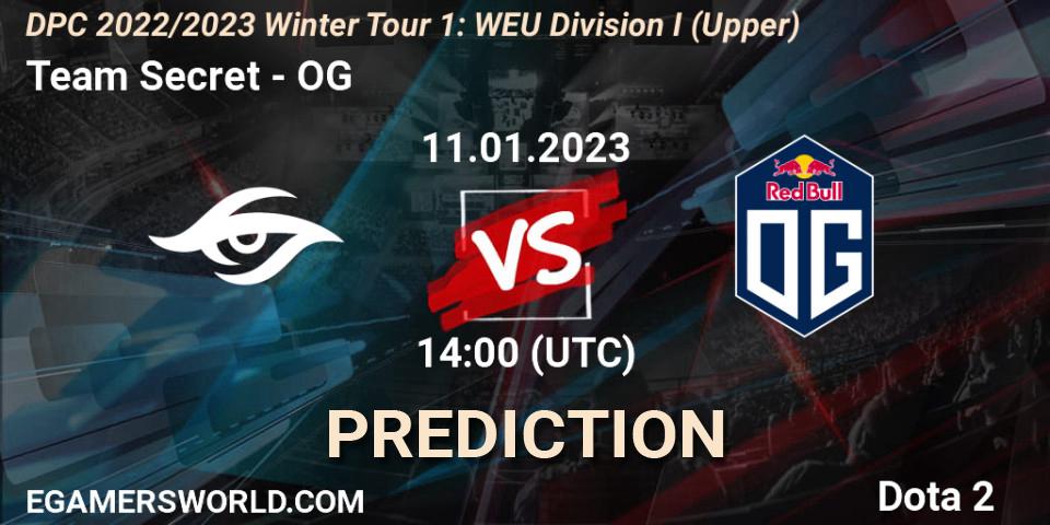 Pronósticos Team Secret - OG. 11.01.2023 at 14:01. DPC 2022/2023 Winter Tour 1: WEU Division I (Upper) - Dota 2