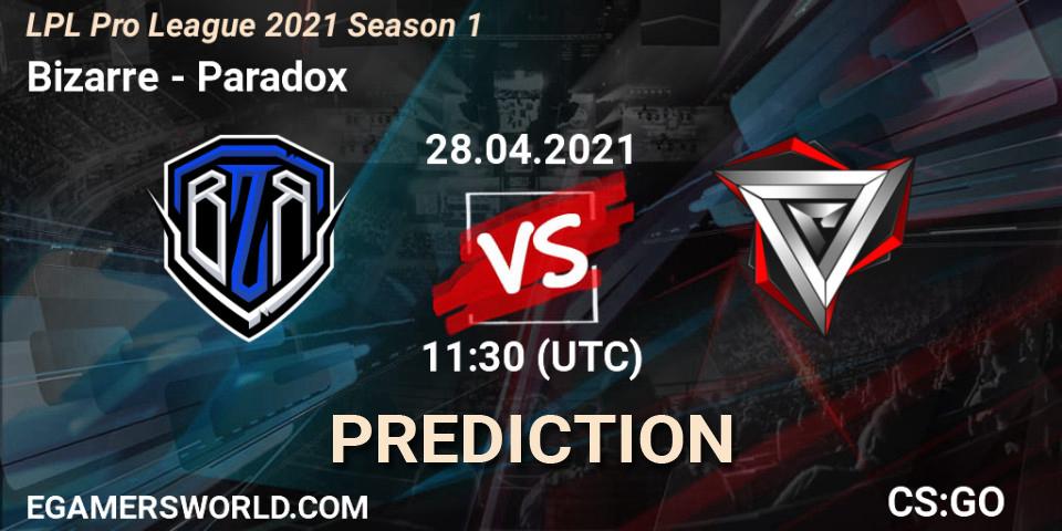 Pronósticos Bizarre - Paradox. 28.04.21. LPL Pro League 2021 Season 1 - CS2 (CS:GO)