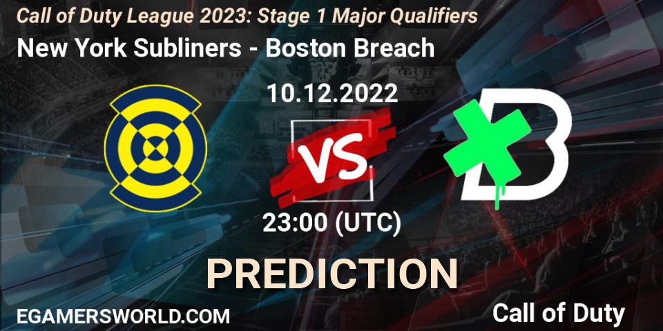 Pronósticos New York Subliners - Boston Breach. 10.12.2022 at 23:00. Call of Duty League 2023: Stage 1 Major Qualifiers - Call of Duty