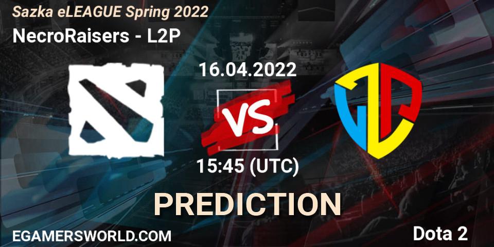 Pronósticos NecroRaisers - L2P. 16.04.2022 at 15:45. Sazka eLEAGUE Spring 2022 - Dota 2