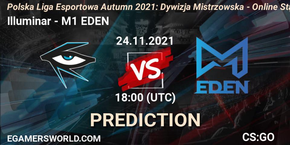 Pronósticos Illuminar - M1 EDEN. 24.11.2021 at 20:40. Polska Liga Esportowa Autumn 2021: Dywizja Mistrzowska - Online Stage - Counter-Strike (CS2)
