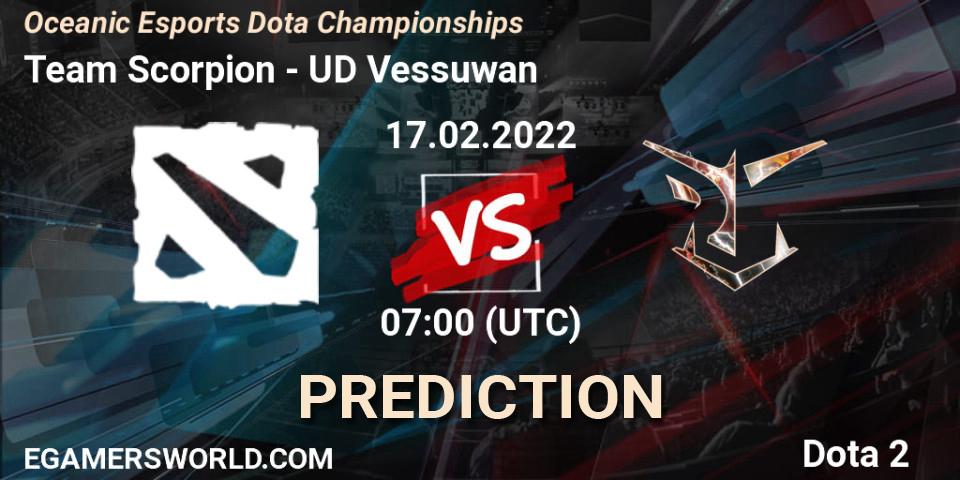 Pronósticos Team Scorpion - UD Vessuwan. 17.02.2022 at 07:16. Oceanic Esports Dota Championships - Dota 2