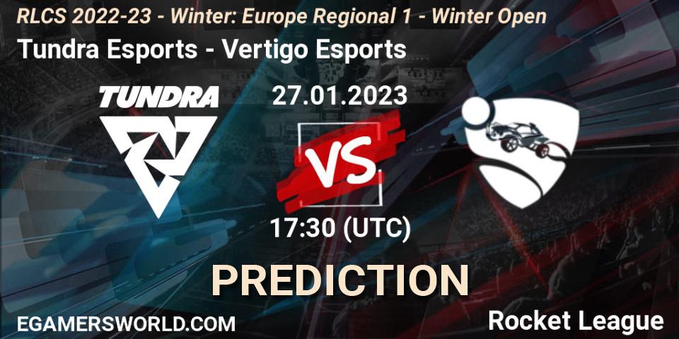 Pronósticos Tundra Esports - Vertigo Esports. 27.01.2023 at 17:30. RLCS 2022-23 - Winter: Europe Regional 1 - Winter Open - Rocket League