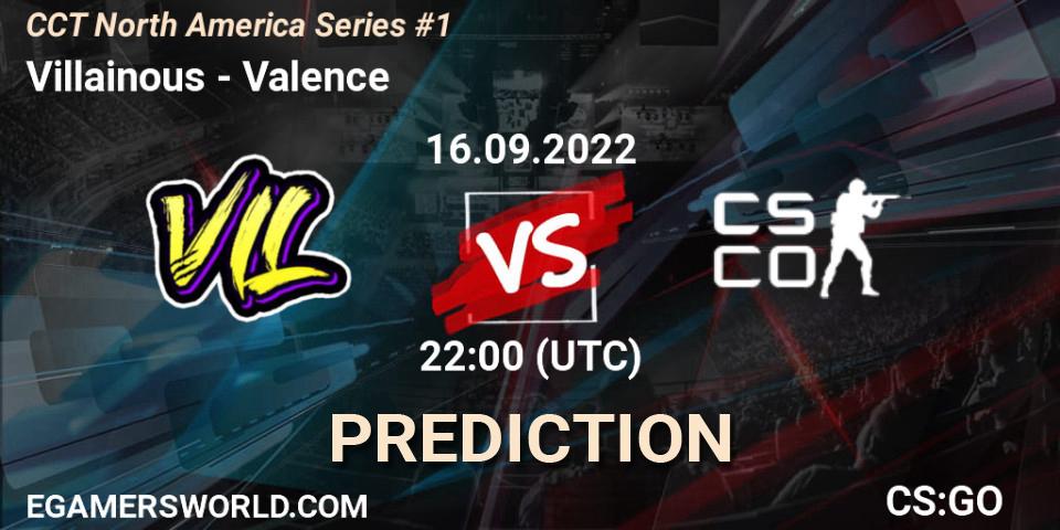 Pronósticos Villainous - Valence. 16.09.2022 at 22:00. CCT North America Series #1 - Counter-Strike (CS2)