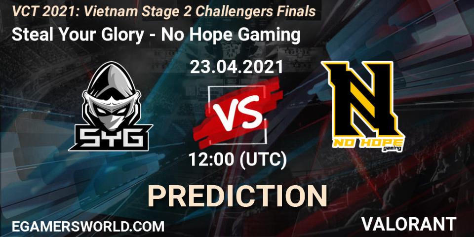 Pronósticos Steal Your Glory - No Hope Gaming. 23.04.2021 at 12:00. VCT 2021: Vietnam Stage 2 Challengers Finals - VALORANT
