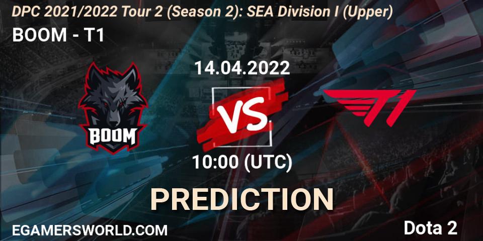 Pronósticos BOOM - T1. 14.04.2022 at 11:28. DPC 2021/2022 Tour 2 (Season 2): SEA Division I (Upper) - Dota 2