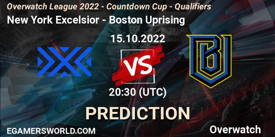 Pronósticos New York Excelsior - Boston Uprising. 15.10.22. Overwatch League 2022 - Countdown Cup - Qualifiers - Overwatch