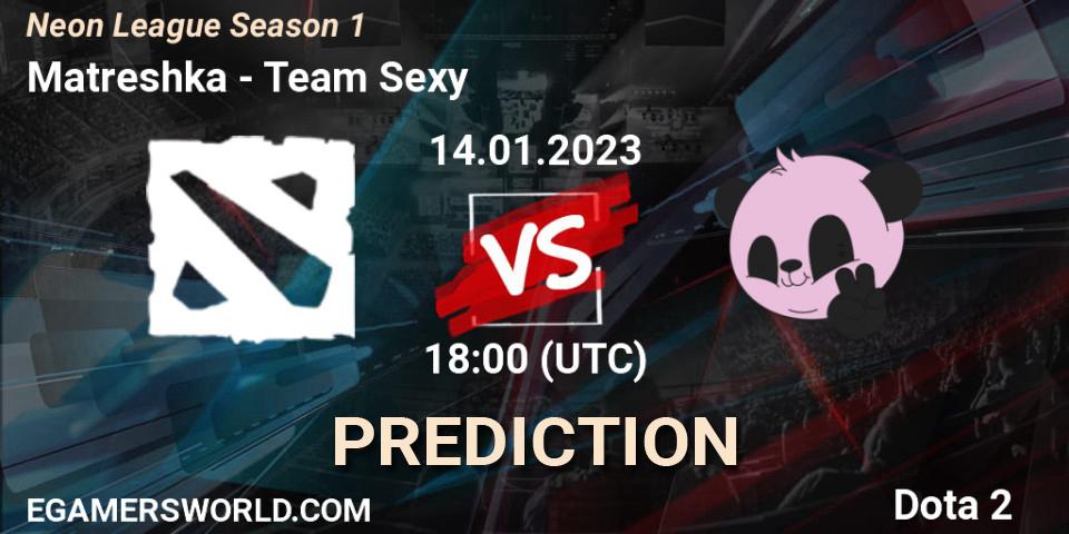 Pronósticos Matreshka - Team Sexy. 15.01.2023 at 15:08. Neon League Season 1 - Dota 2