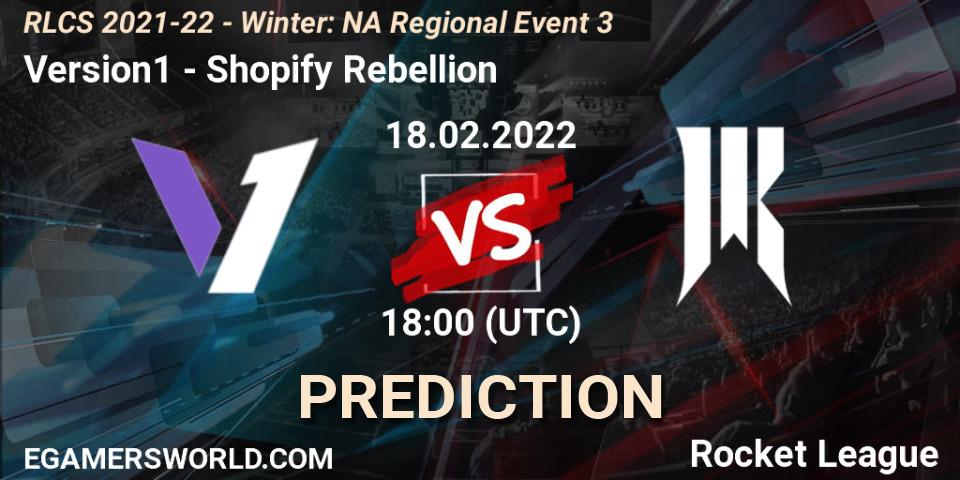 Pronósticos Version1 - Shopify Rebellion. 18.02.2022 at 18:00. RLCS 2021-22 - Winter: NA Regional Event 3 - Rocket League