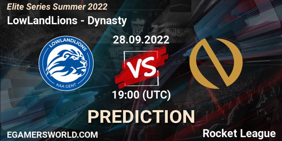 Pronósticos LowLandLions - Dynasty. 28.09.2022 at 19:00. Elite Series Summer 2022 - Rocket League