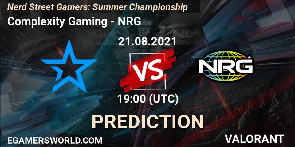 Pronósticos Complexity Gaming - NRG. 21.08.2021 at 19:00. Nerd Street Gamers: Summer Championship - VALORANT