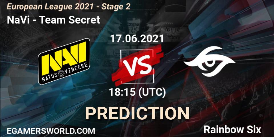 Pronósticos NaVi - Team Secret. 17.06.2021 at 17:15. European League 2021 - Stage 2 - Rainbow Six