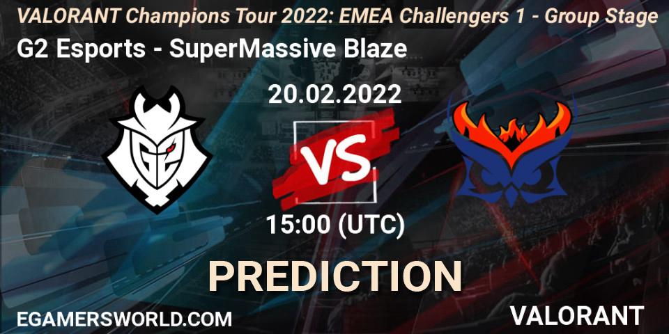 Pronósticos G2 Esports - SuperMassive Blaze. 20.02.2022 at 15:00. VCT 2022: EMEA Challengers 1 - Group Stage - VALORANT