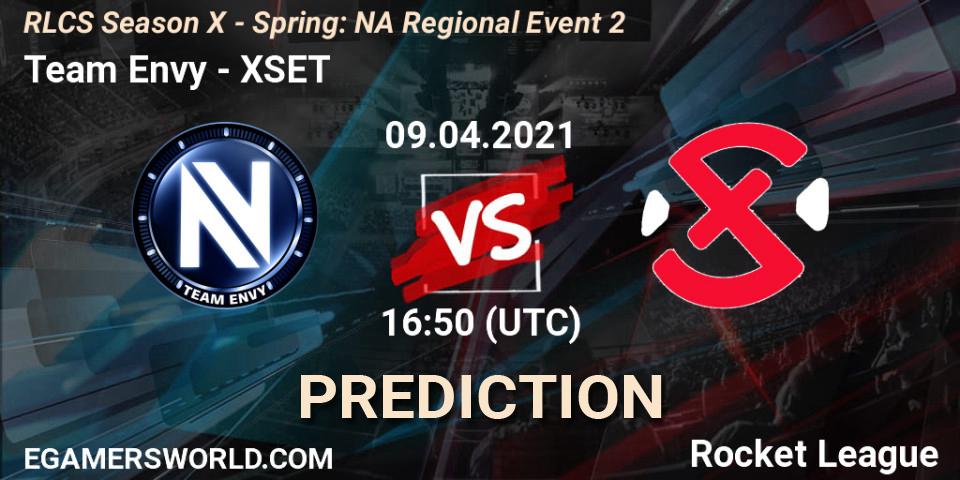 Pronósticos Team Envy - XSET. 09.04.2021 at 16:50. RLCS Season X - Spring: NA Regional Event 2 - Rocket League
